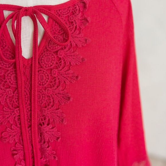 NAIF Pink Women's Crochet 3/4 Sleeve Shift Dress size L‎ - Picture 5 of 11